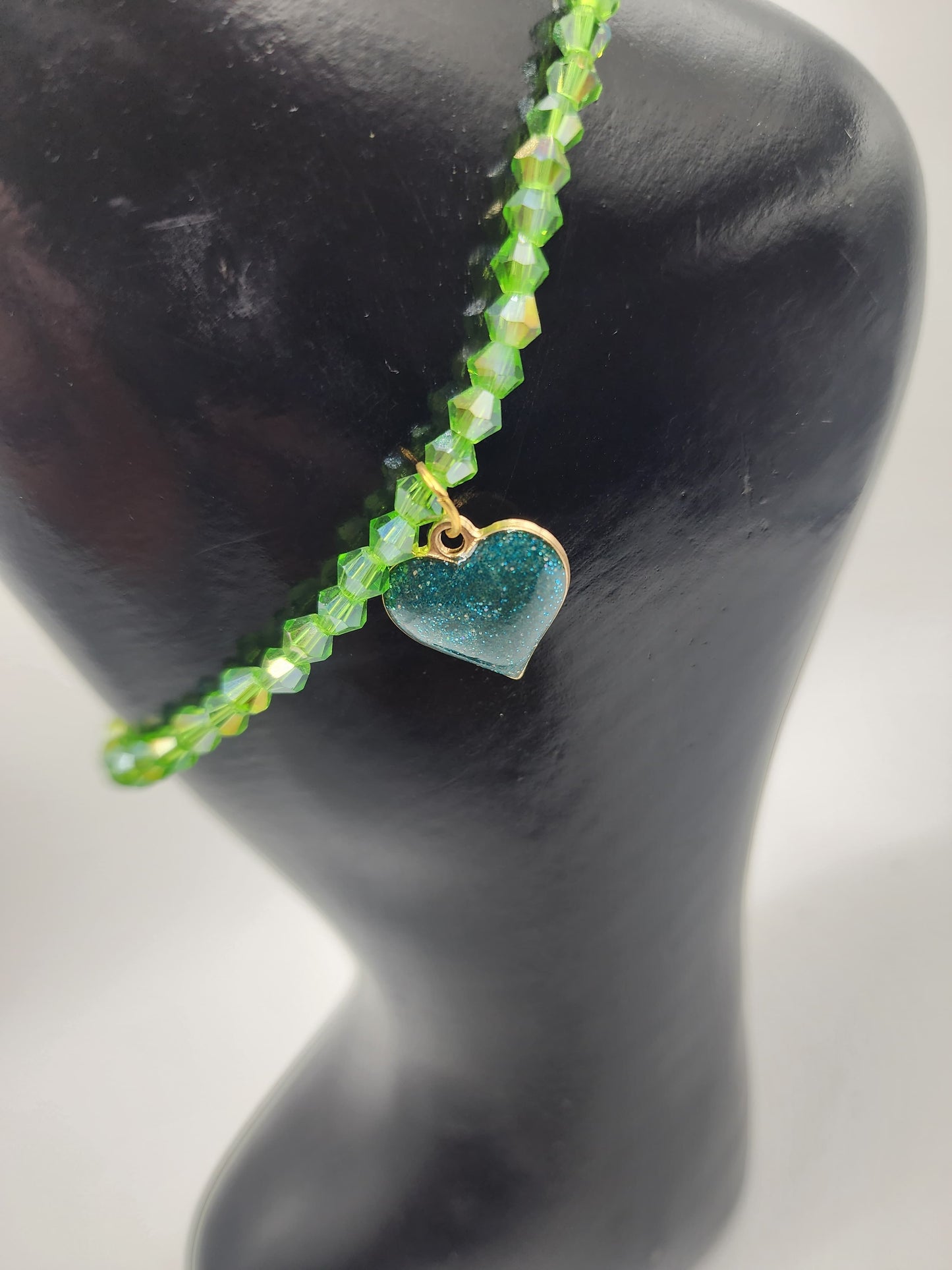 Sparkling Heart Charm Anklet with Crystals for Women