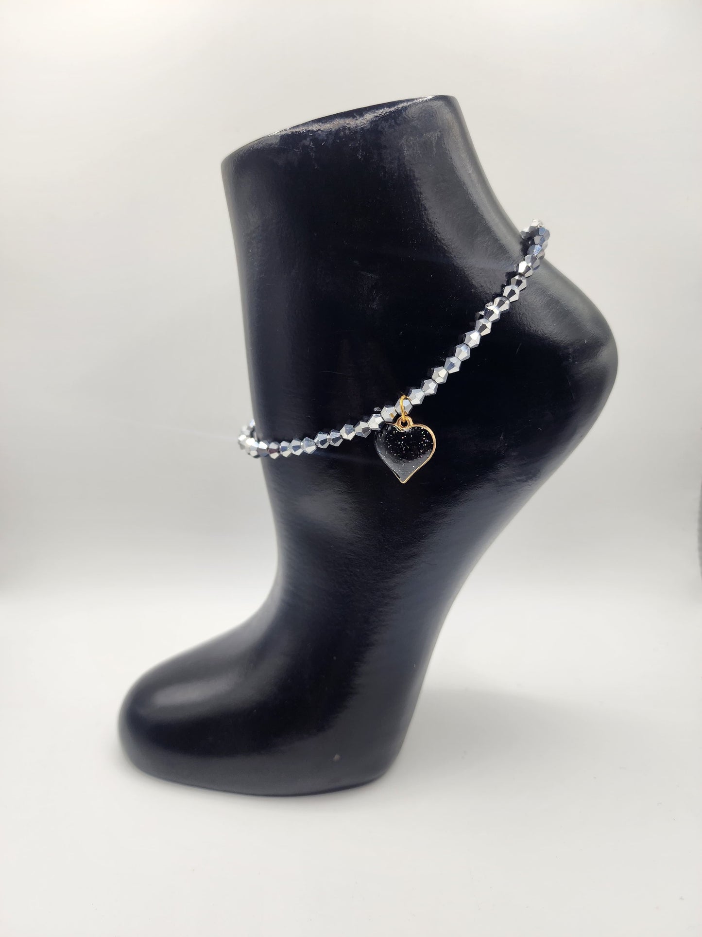 Sparkling Heart Charm Anklet with Crystals for Women