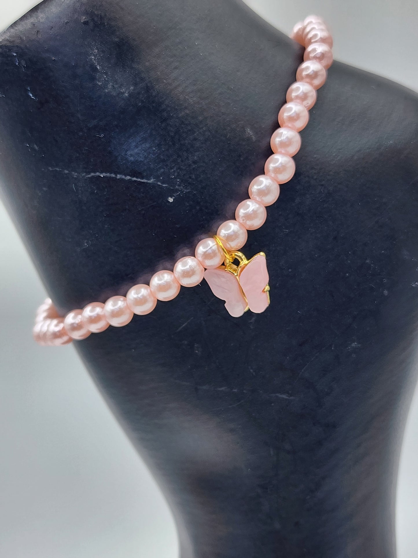 Pearl Butterfly Charm Anklets for Women