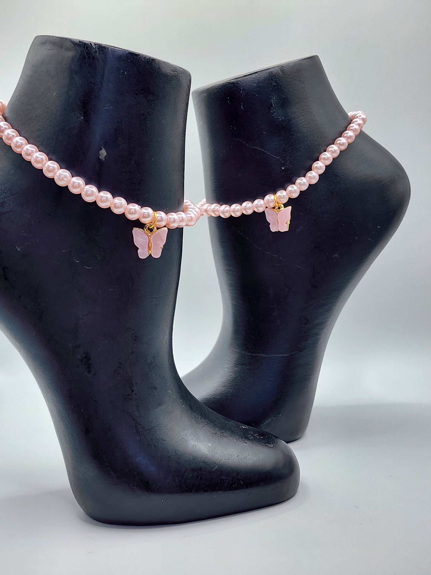 Pearl Butterfly Charm Anklets for Women