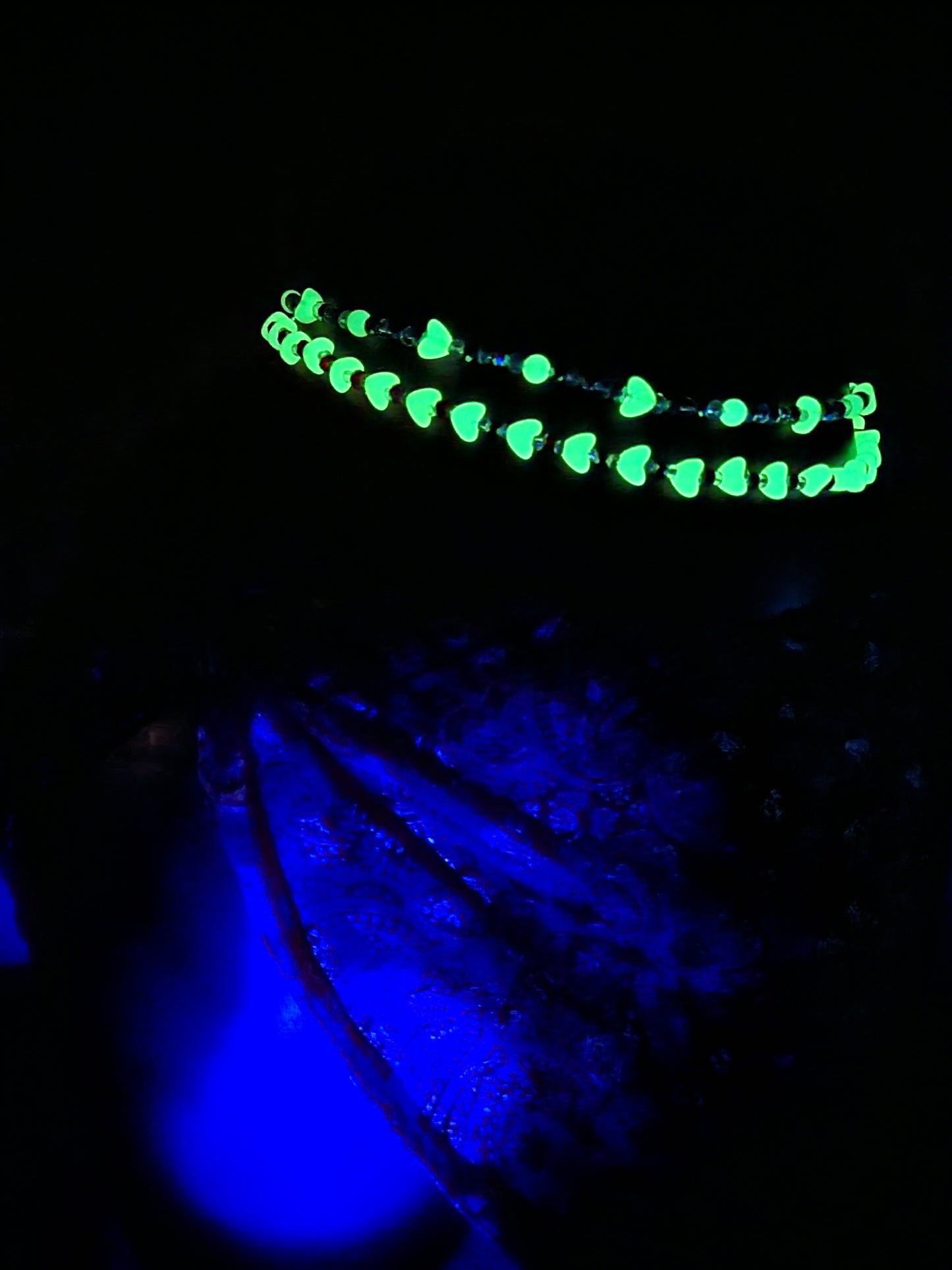 Glow heart waist bead