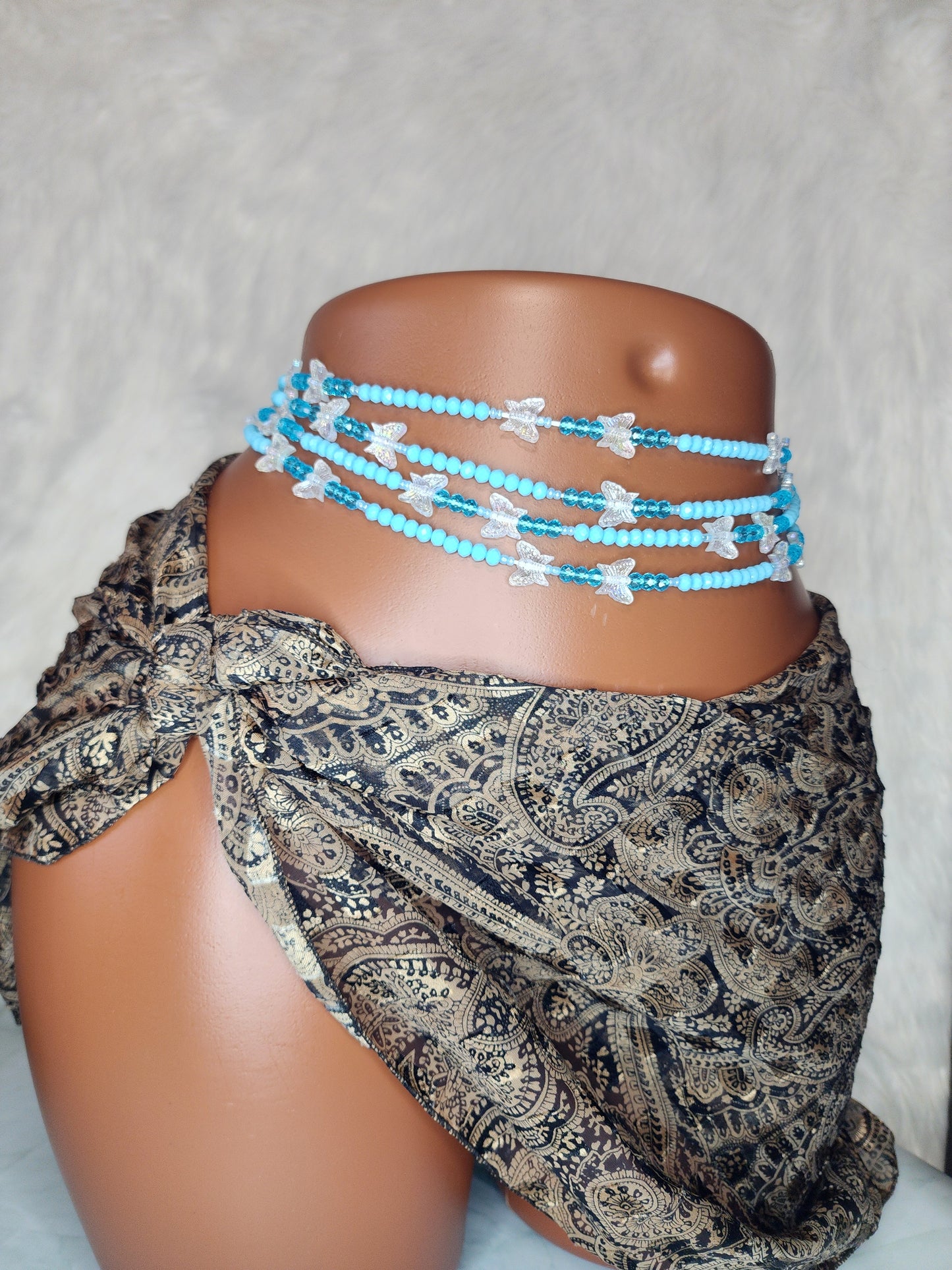 Divine Promise - Butterfly Body Jewelry Blue Crystal waist beads luxury body beads