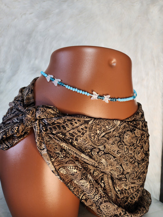 Divine Promise - Butterfly Body Jewelry Blue Crystal waist beads luxury body beads