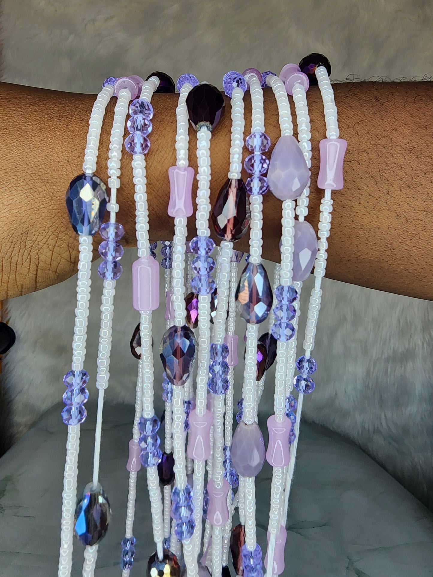 Lavender Bloom - Crystal Waist bead, Belly beads - body beads for selflove Jewelry, weight loss