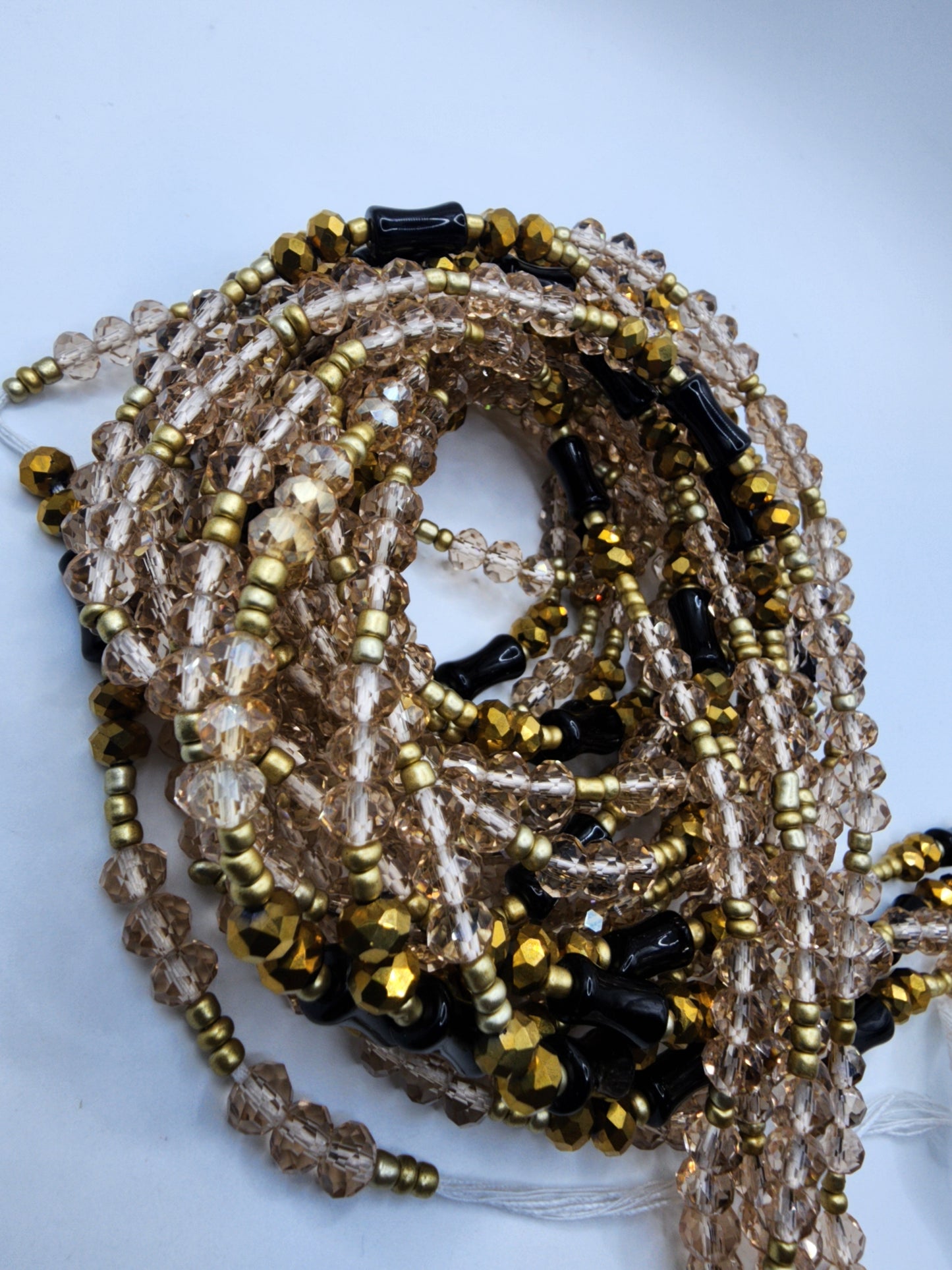 Golden Beauty Waist beads with crystals - Gold and Black Body Jewelry
