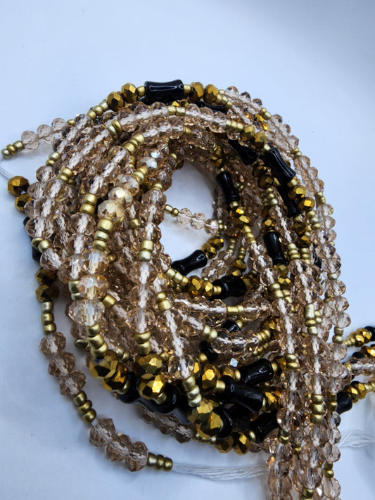 Golden Beauty Waist beads with crystals - Gold and Black Body Jewelry