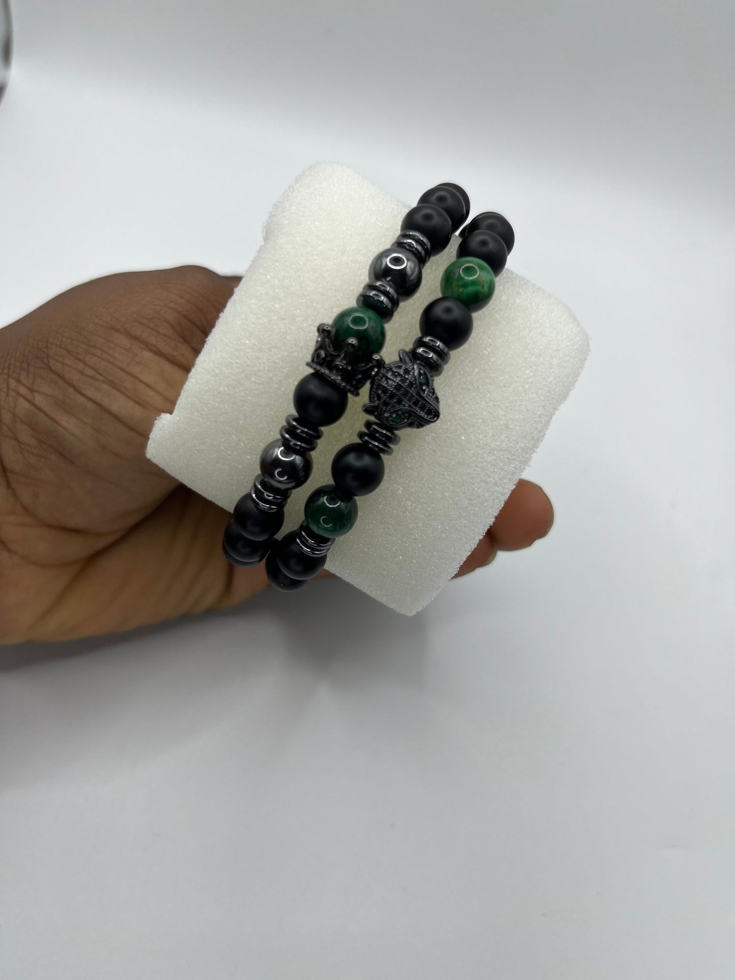 Emerald Panther Bracelet Set