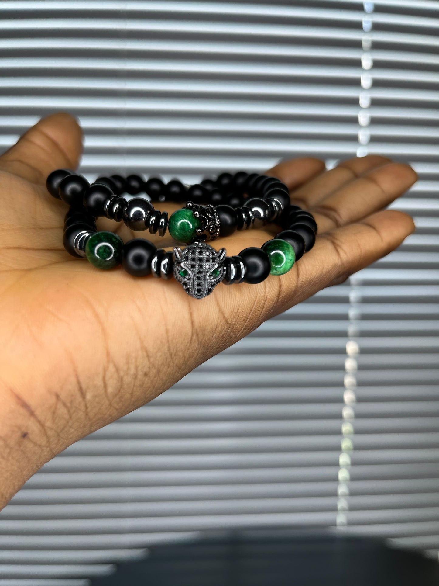 Emerald Panther Bracelet Set