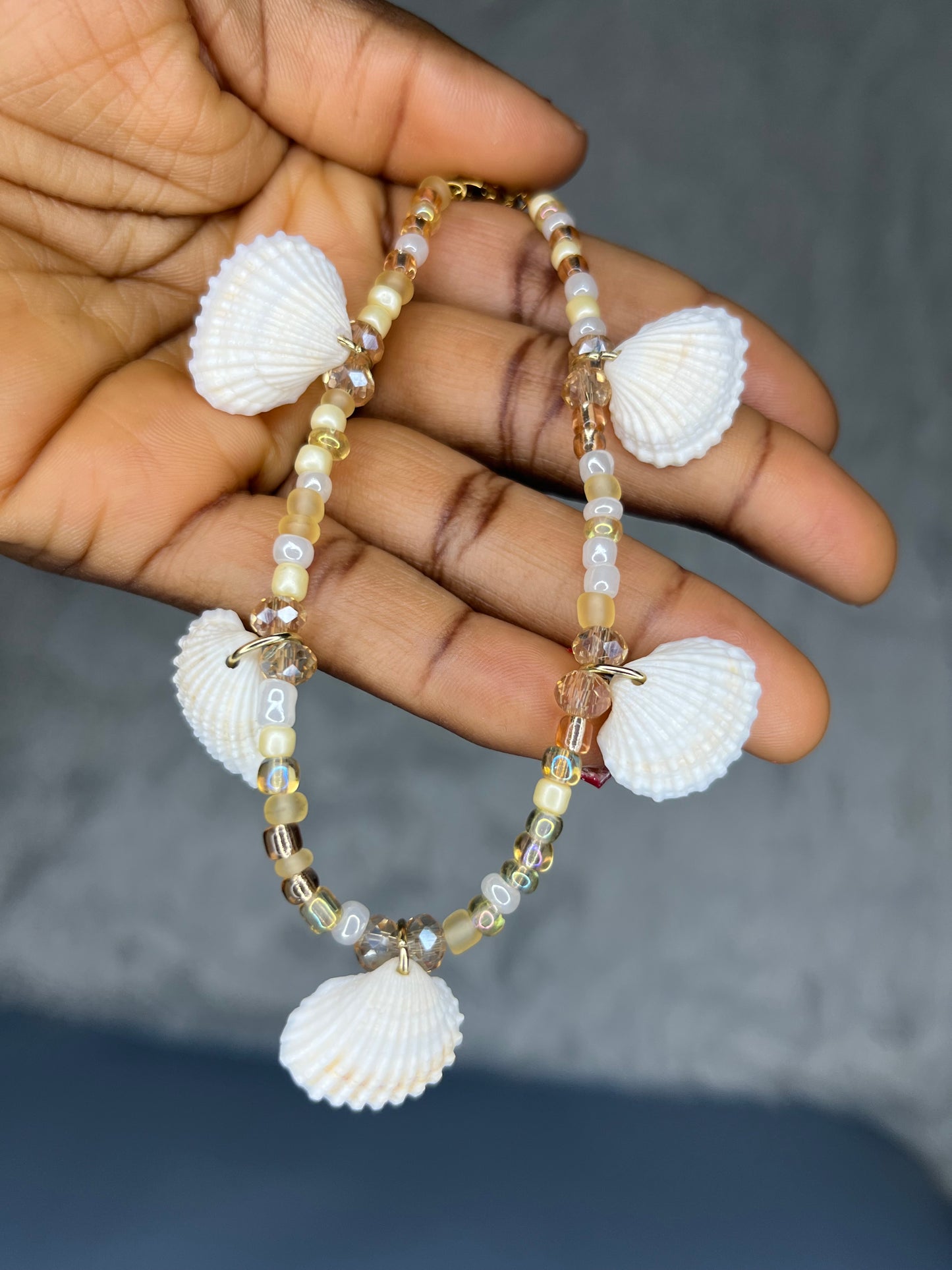 Scallop shell anklet - Sea shell ankle bracelet, waterproof, stainless-steel extendable clasp