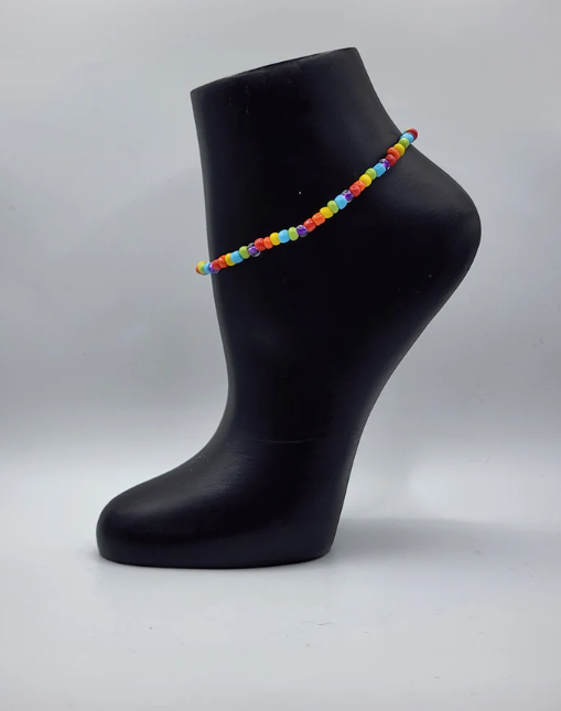 Rainbow Beaded Anklet