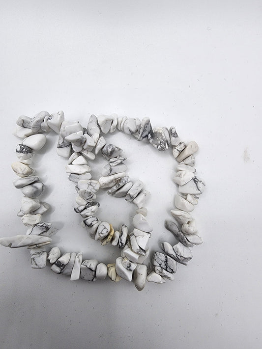 Howlite Chip Bracelet - Natural White Gemstone Jewelry