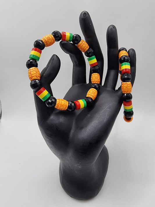 African beaded bracelet with Rasta beads