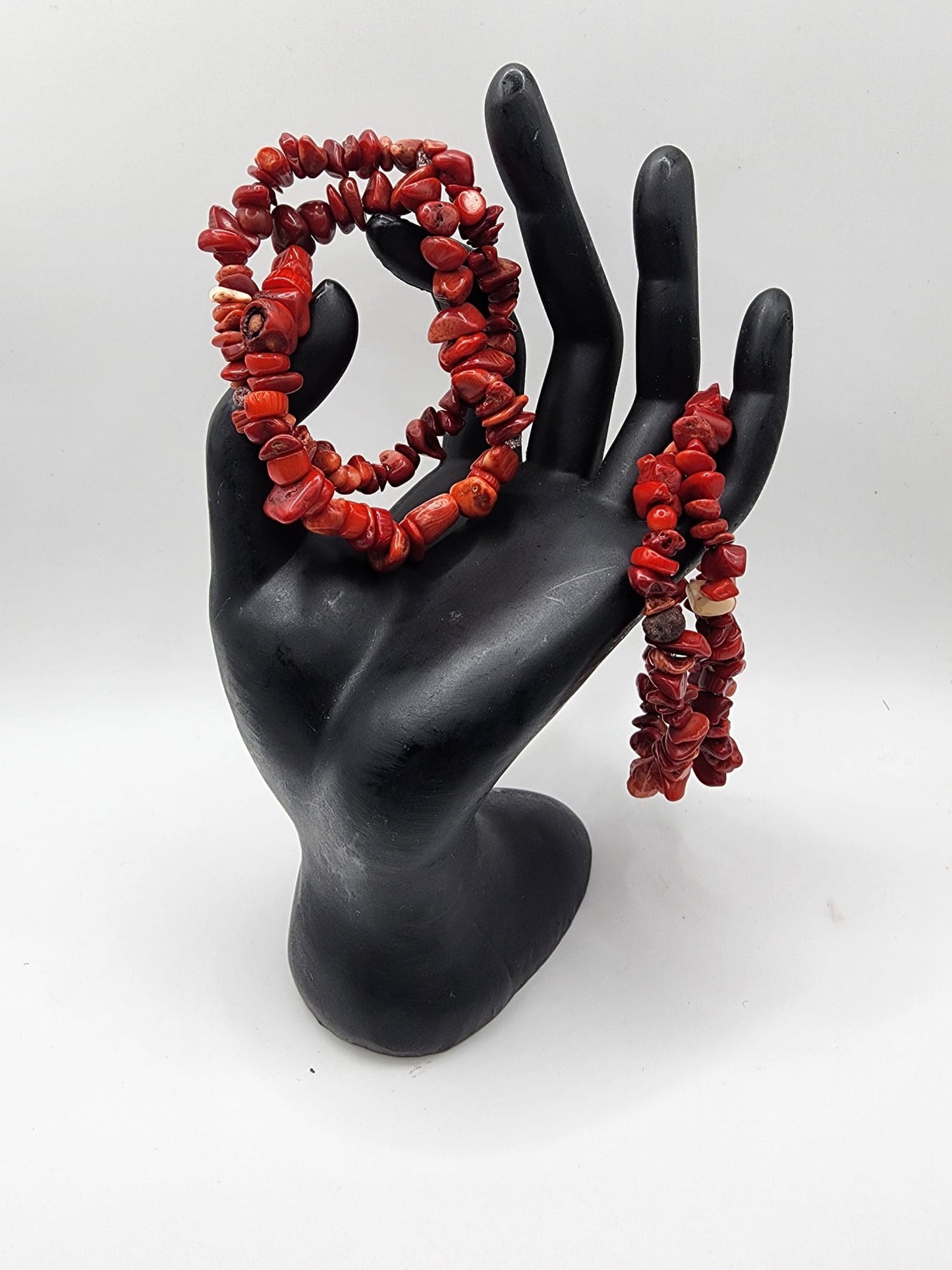 Red Coral Chip Bracelet - Natural Stone Jewelry