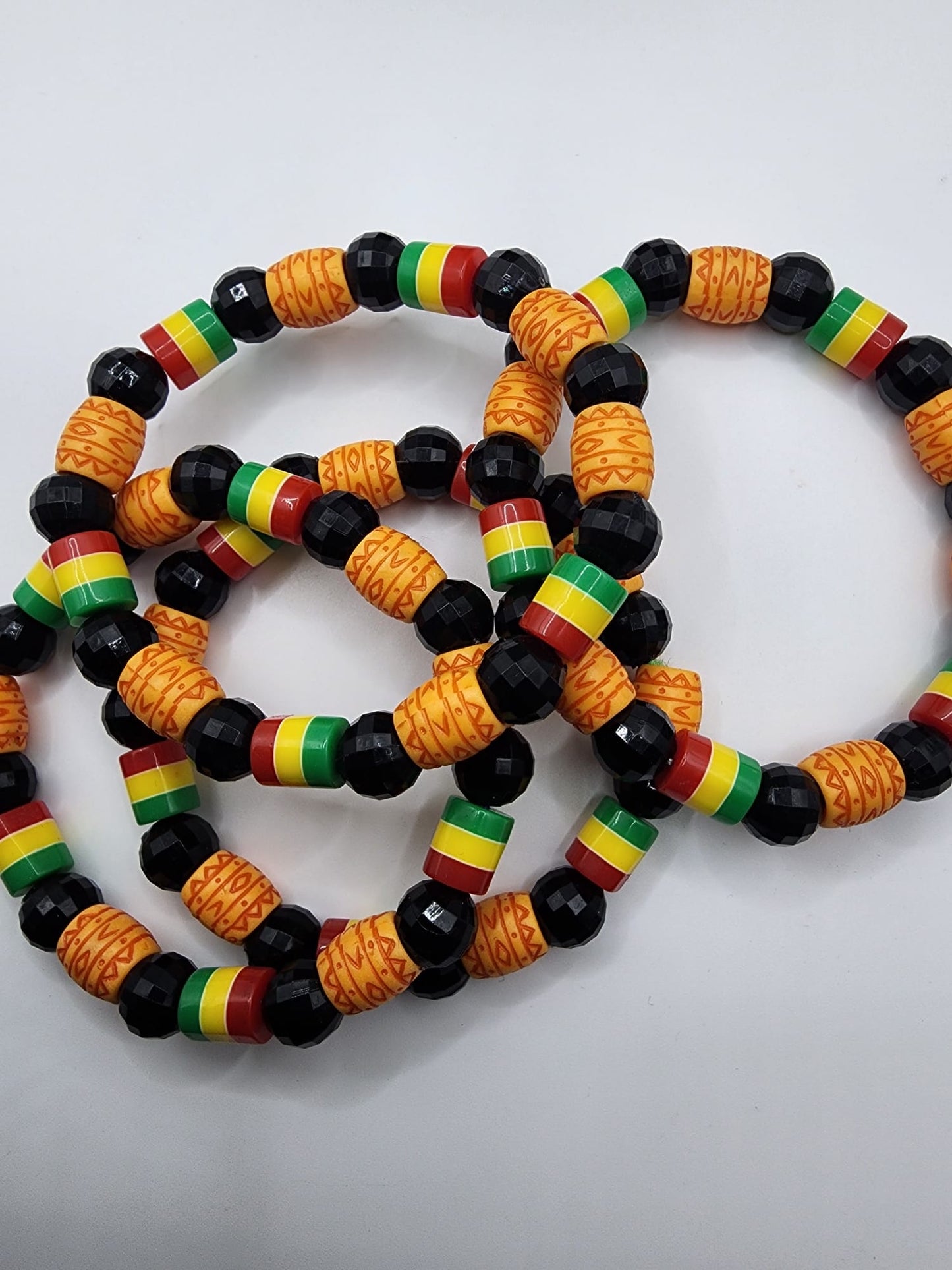 African beaded bracelet with Rasta beads