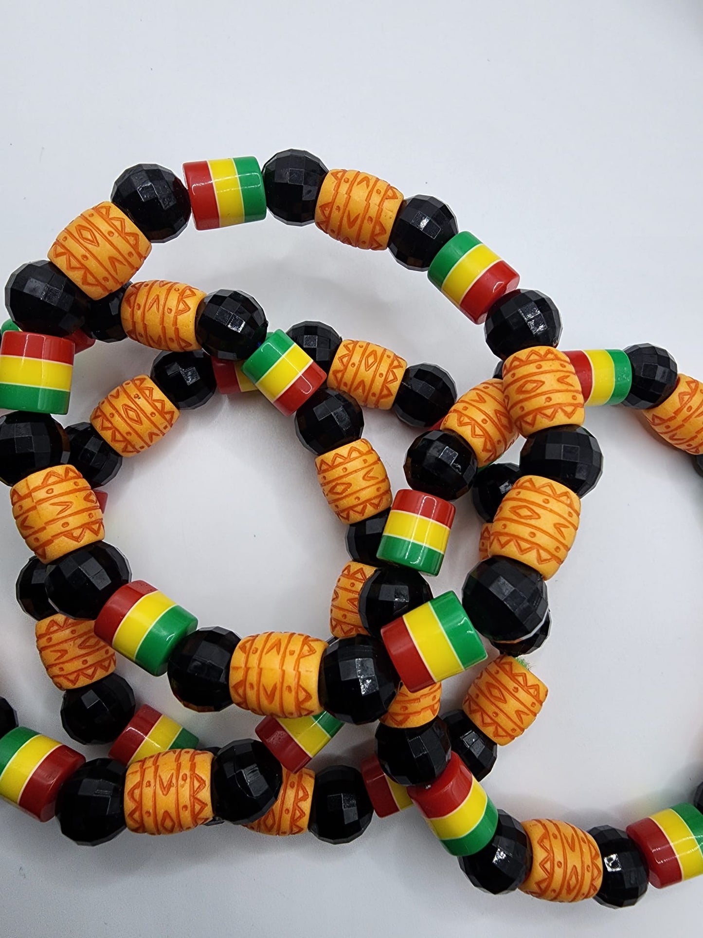 African beaded bracelet with Rasta beads