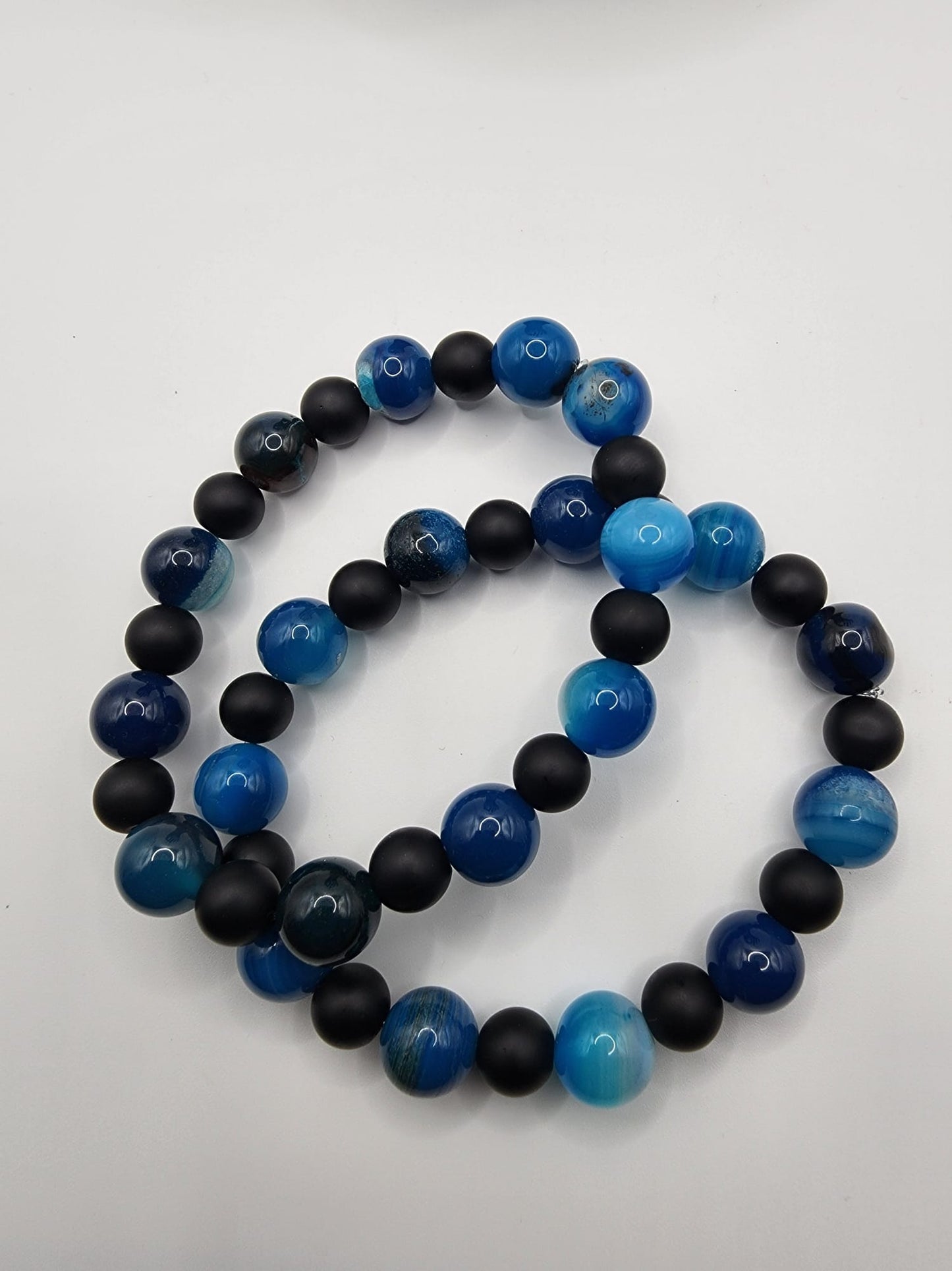 Blue Agate and Black Onyx Bracelet