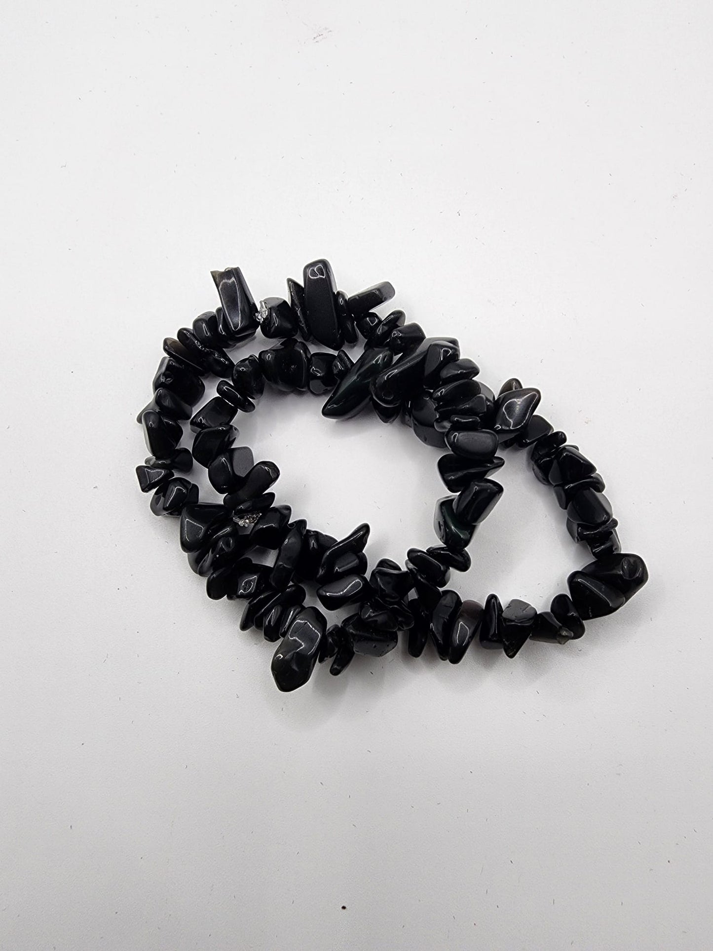 Black Obsidian Chip Bracelet - Natural Gemstone Healing Jewelry