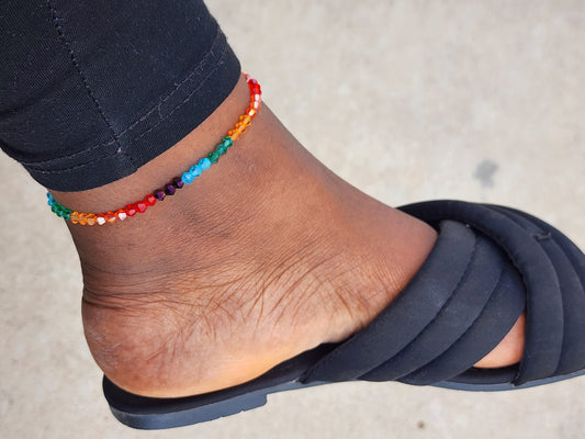 Rainbow Beaded Anklet