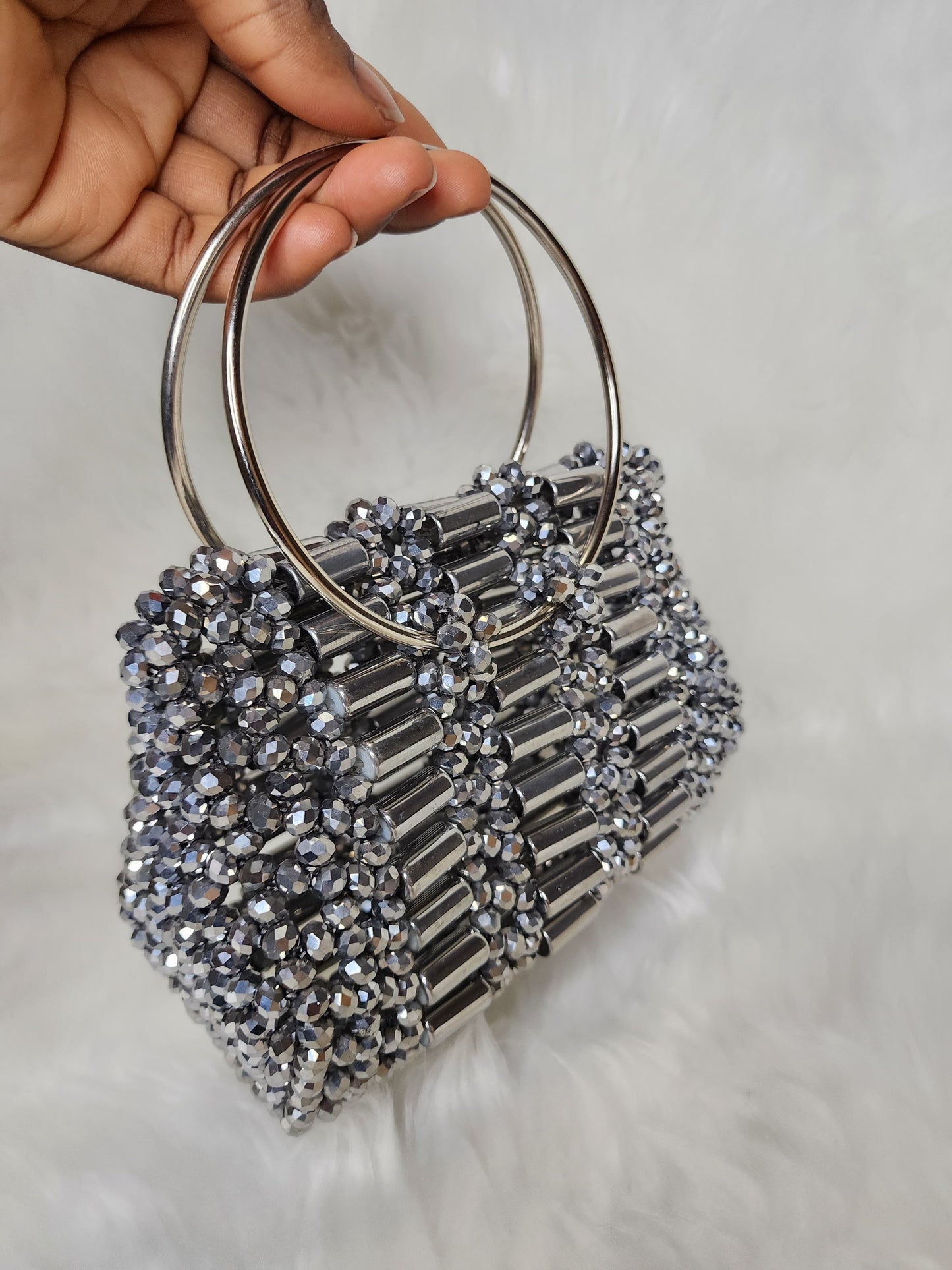 Sparkling Gray Crystal purse