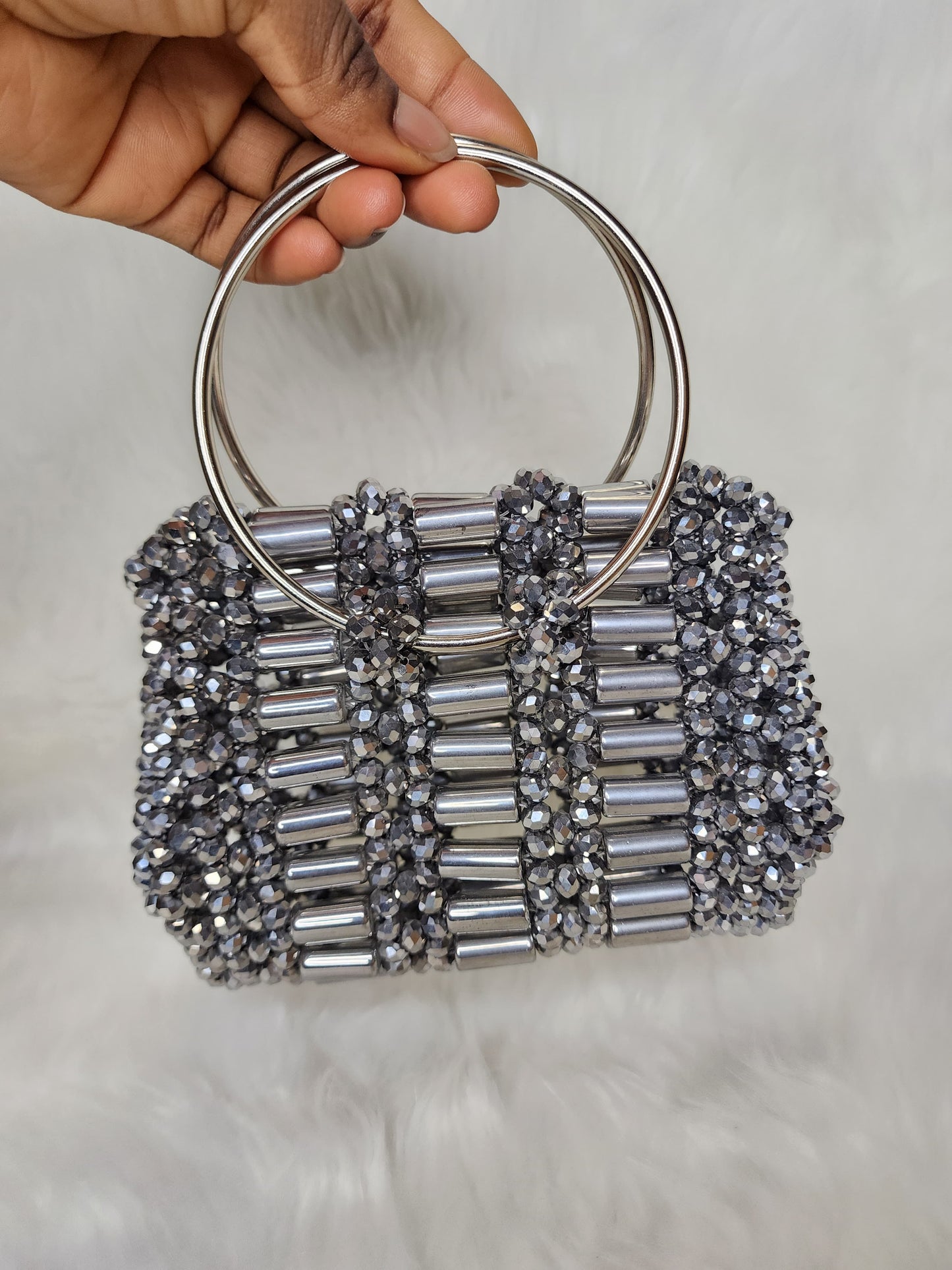 Sparkling Gray Crystal purse