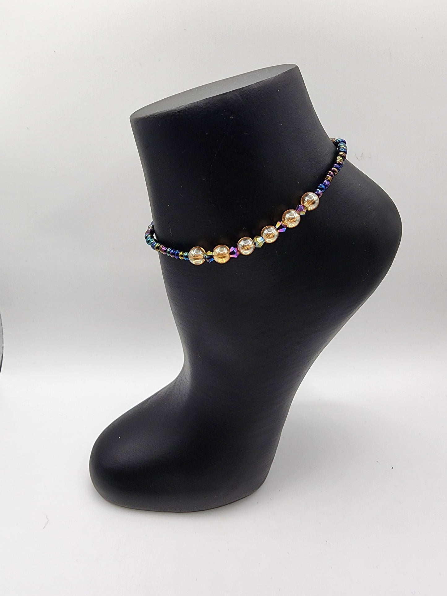 Iridescent Beaded Anklet