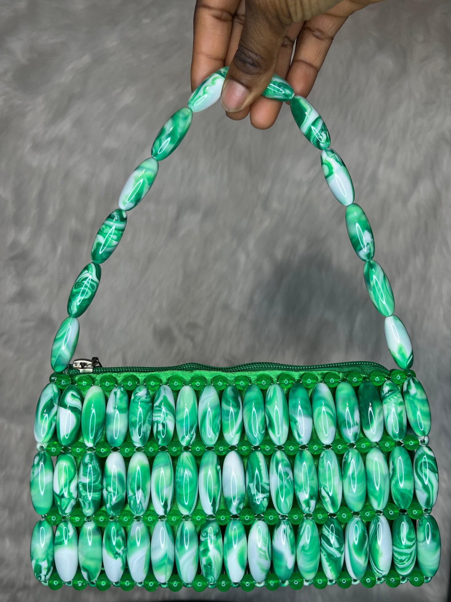 Emerald Muse Beaded Bag