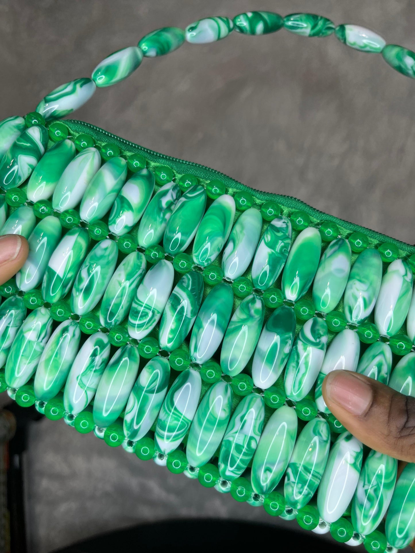 Emerald Muse Beaded Bag