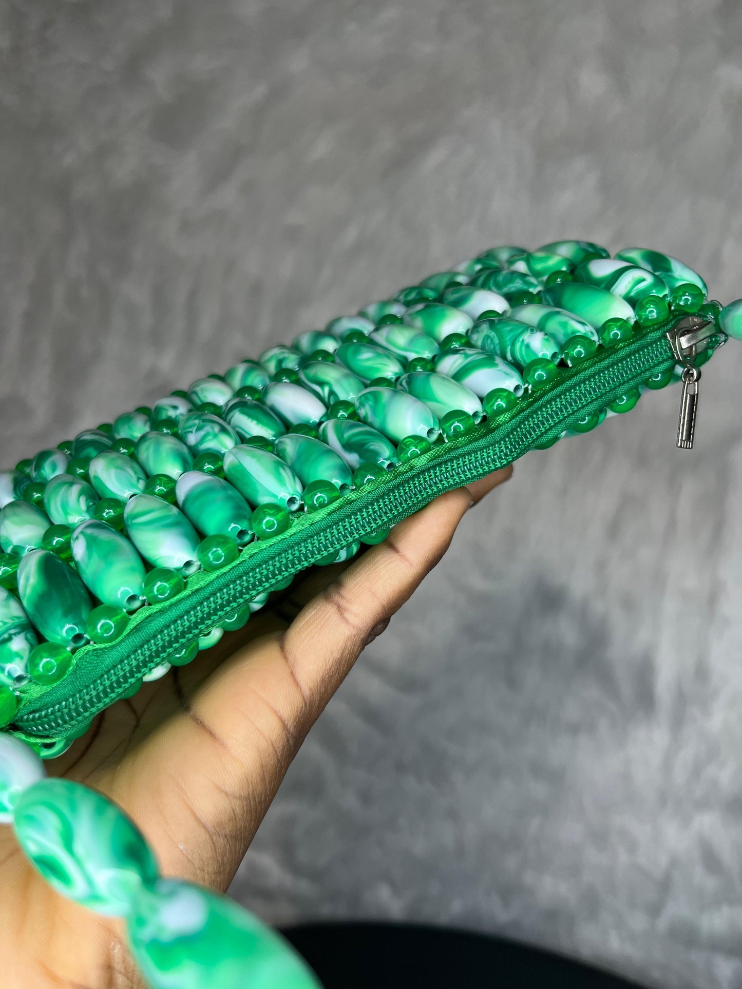 Emerald Muse Beaded Bag