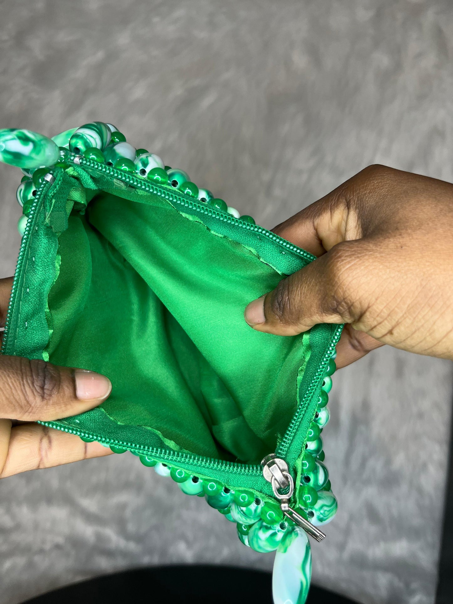 Emerald Muse Beaded Bag