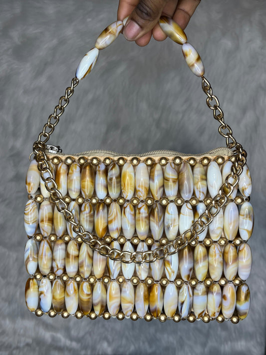 Marble luxe beaded purse