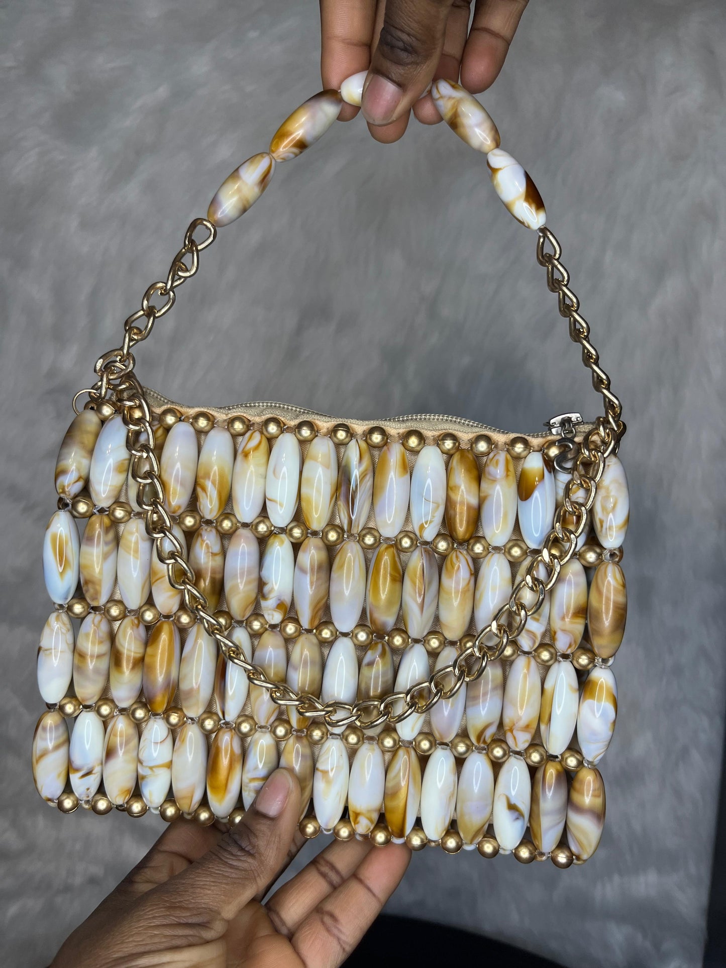 Marble luxe beaded purse