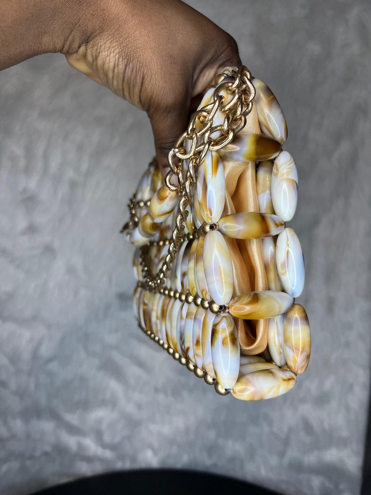 Marble luxe beaded purse