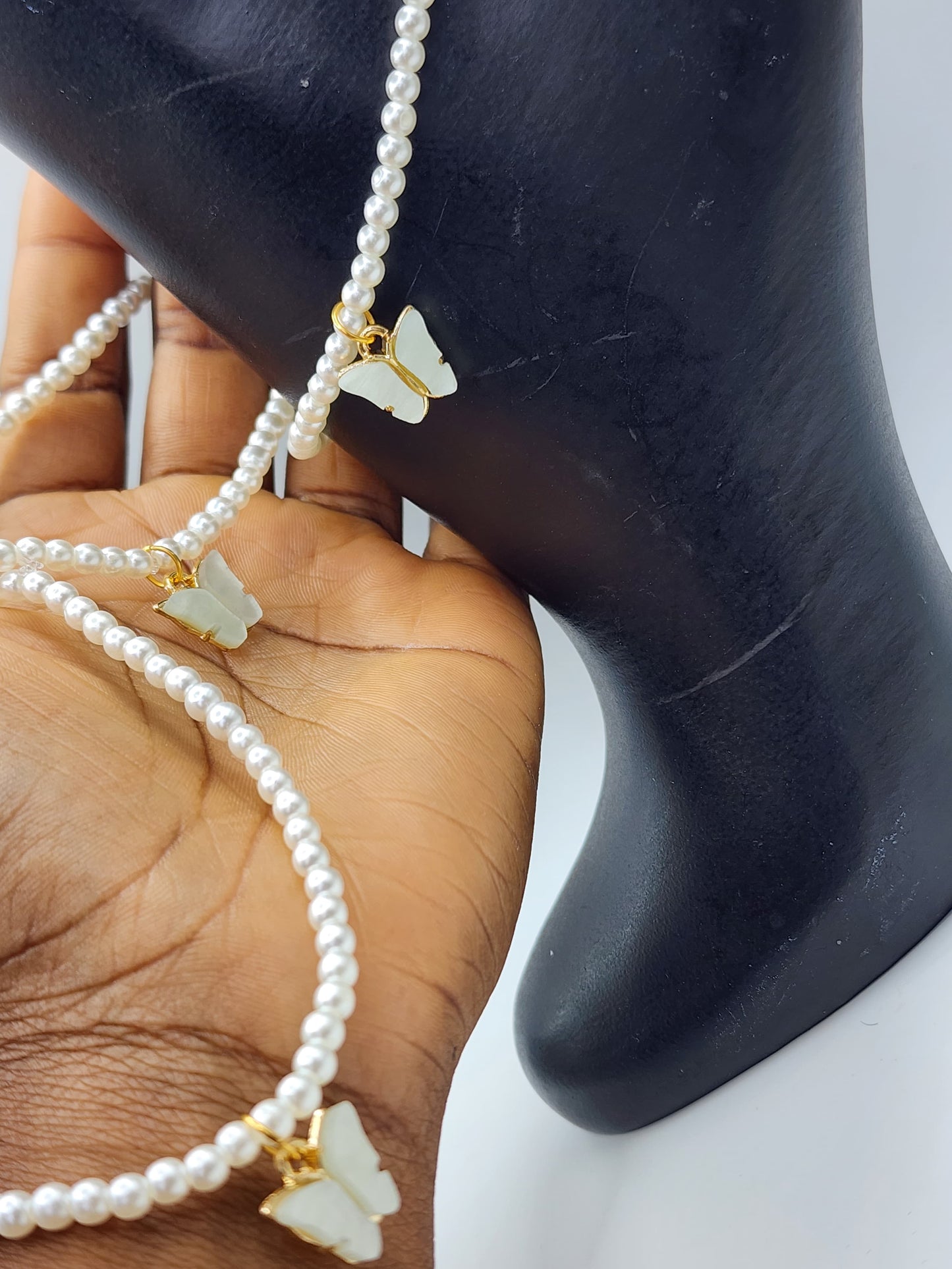 Pearl Butterfly Charm Anklets for Women