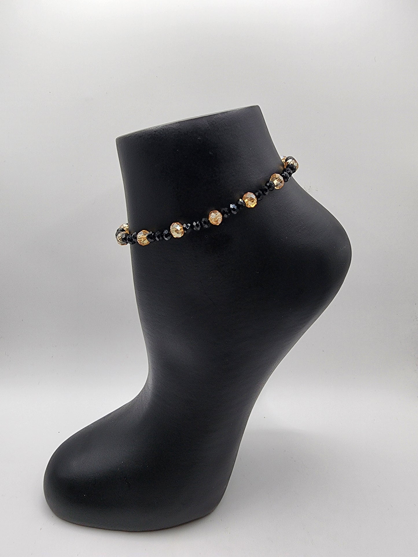 Black and Gold Stretch Anklet