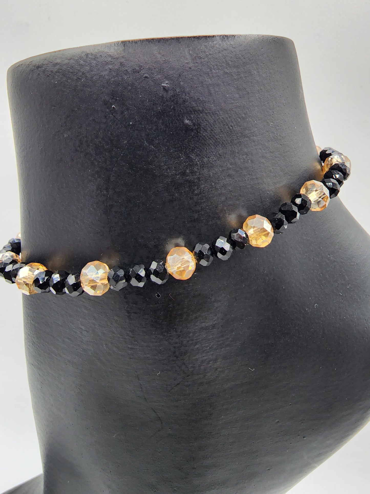 Black and Gold Stretch Anklet